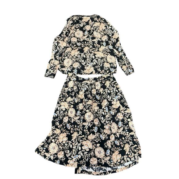 Sezane Floral Matching Set Blouse + Skirt 46 / US 12 100% Cotton & Viscose - Picture 7 of 14